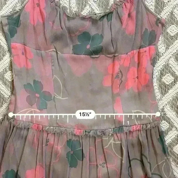 ADRIANNA 100% SILK TIERED SPAGHETTI DRESS Size 10 - Picture 5 of 12